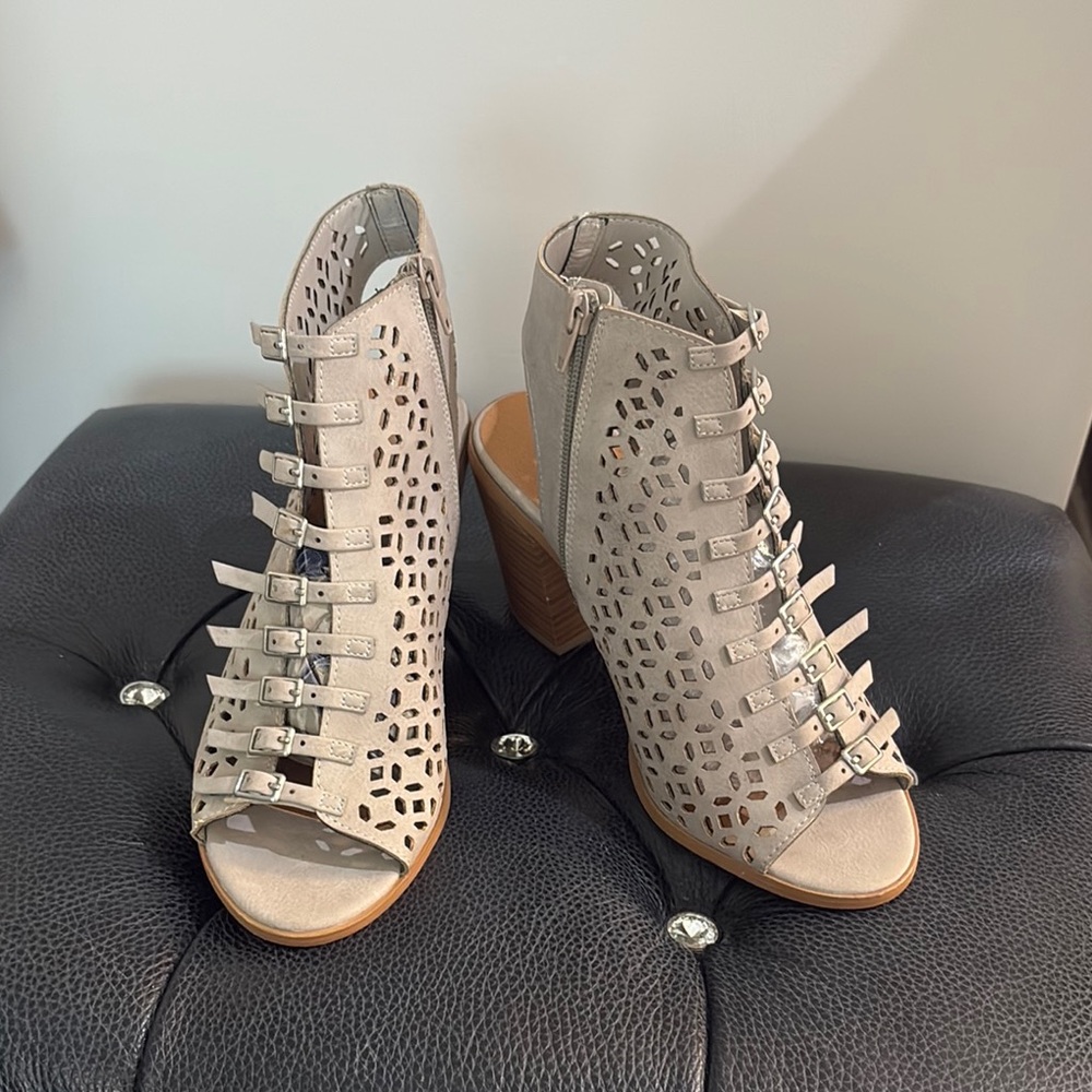 Soda Beige Cutout Wedge Sandals